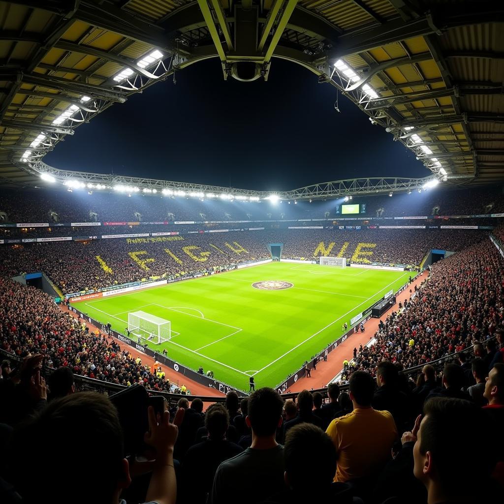 Fans von BVB und Leverkusen im Stadion