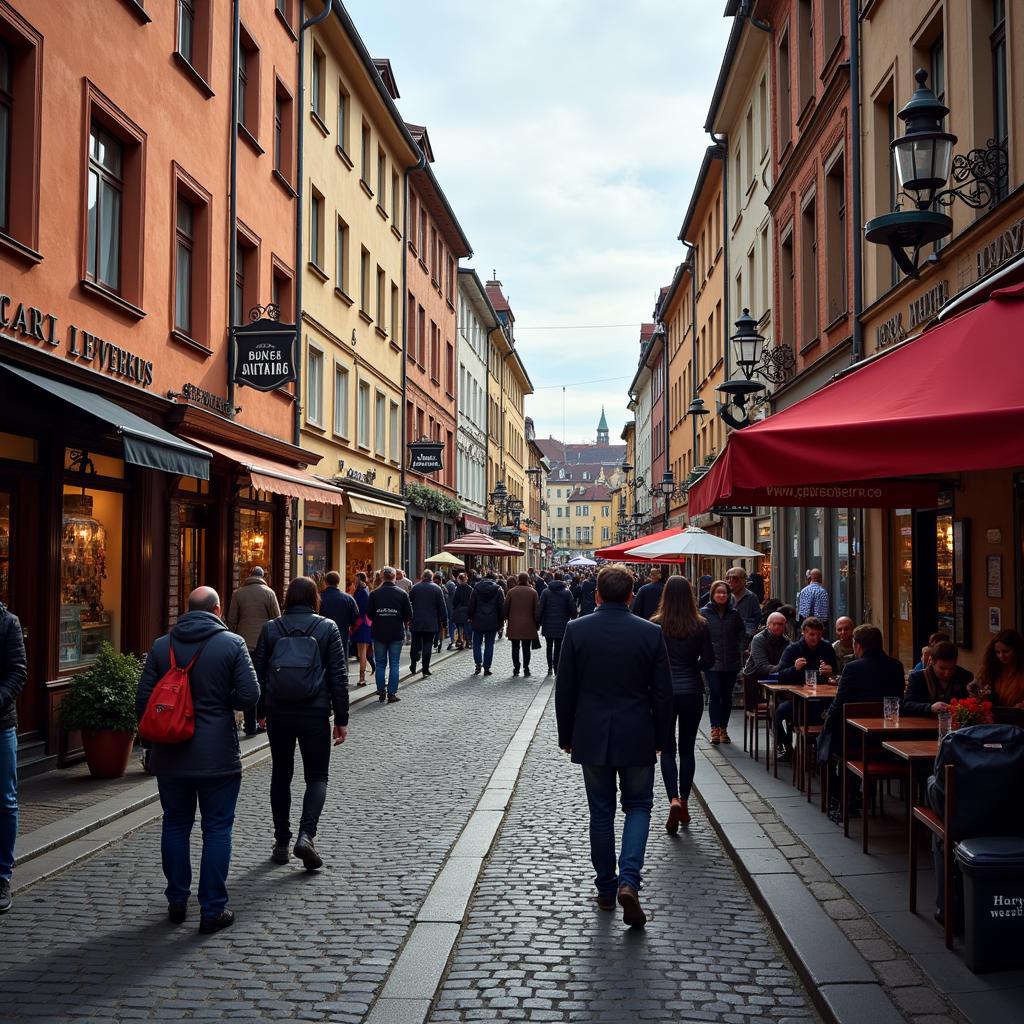 Lebendiges Treiben auf der Carl-Leverkus-Straße