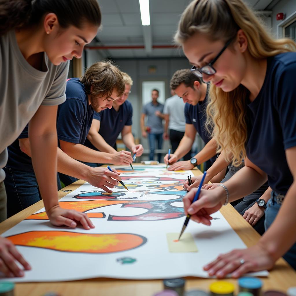 Vorbereitung einer Choreographie in der Fanwerkstatt