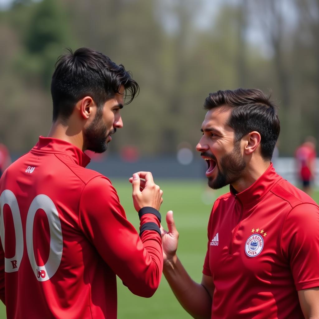 Intensives Einzeltraining mit einem Spieler von Bayer 04 Leverkusen