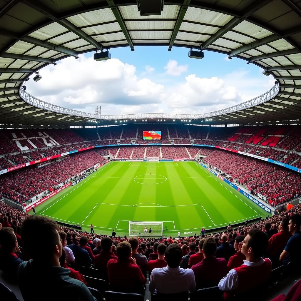 Ein Blick auf das Stadion der Freundschaft während des Bundesligaspiels Bayer Leverkusen gegen Energie Cottbus