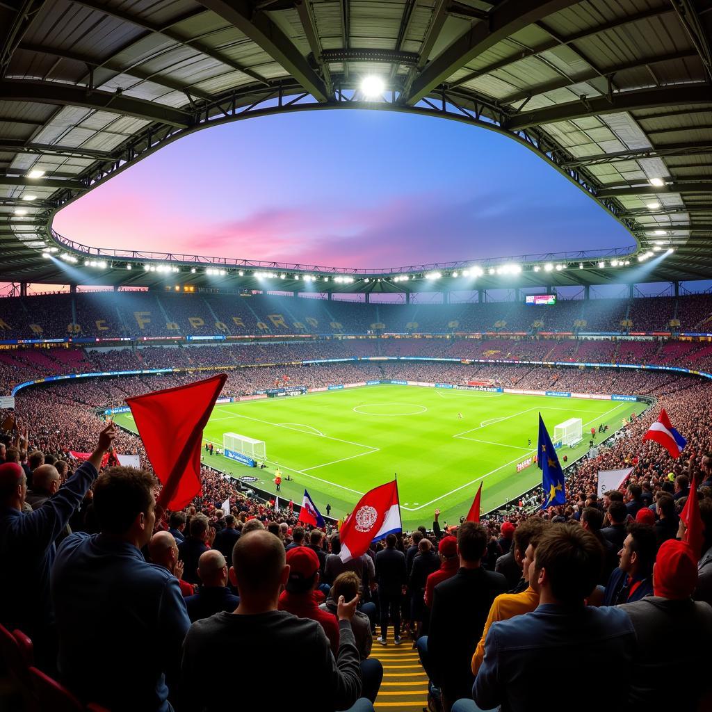 Atemberaubende Atmosphäre im Stadion während eines Derbys