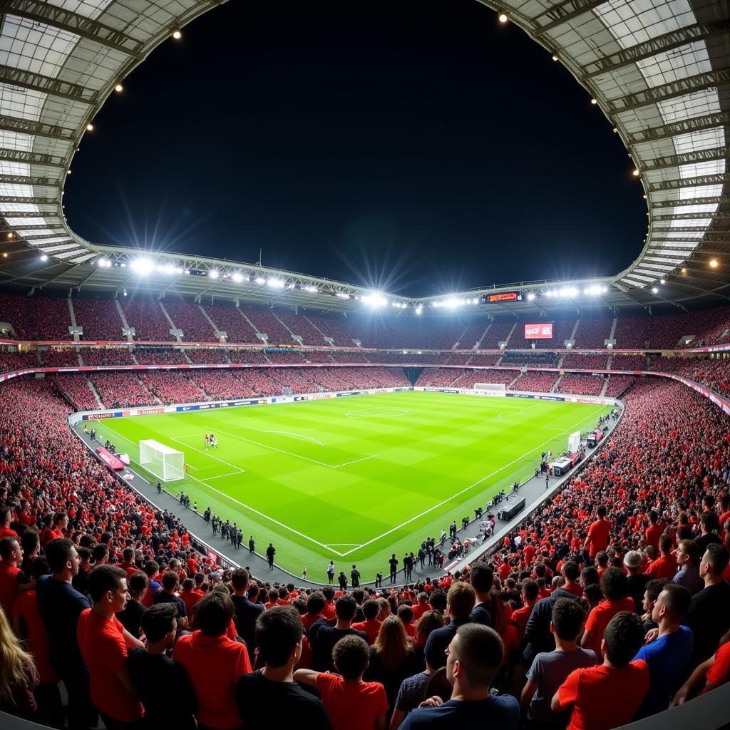 Fans im Stadion bei einem Spiel Bayer Leverkusen gegen Düsseldorf