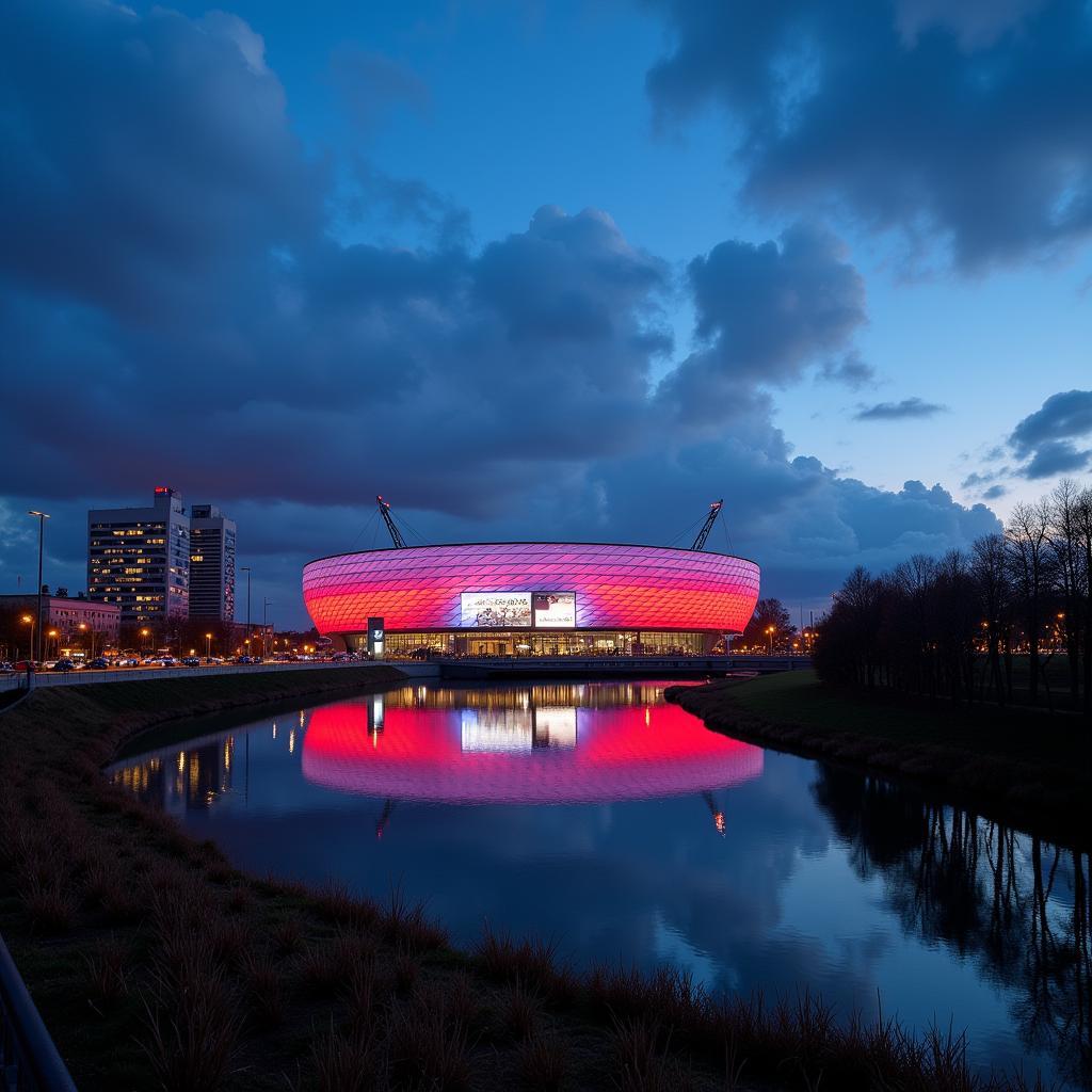 Die BayArena erstrahlt im Herzen von Leverkusen Mitte