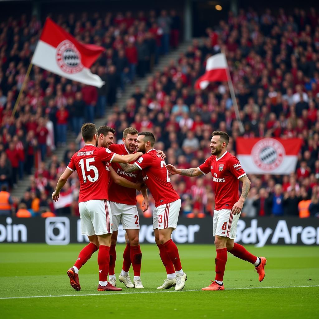 Die Werkself jubelt im ausverkauften BayArena Stadion