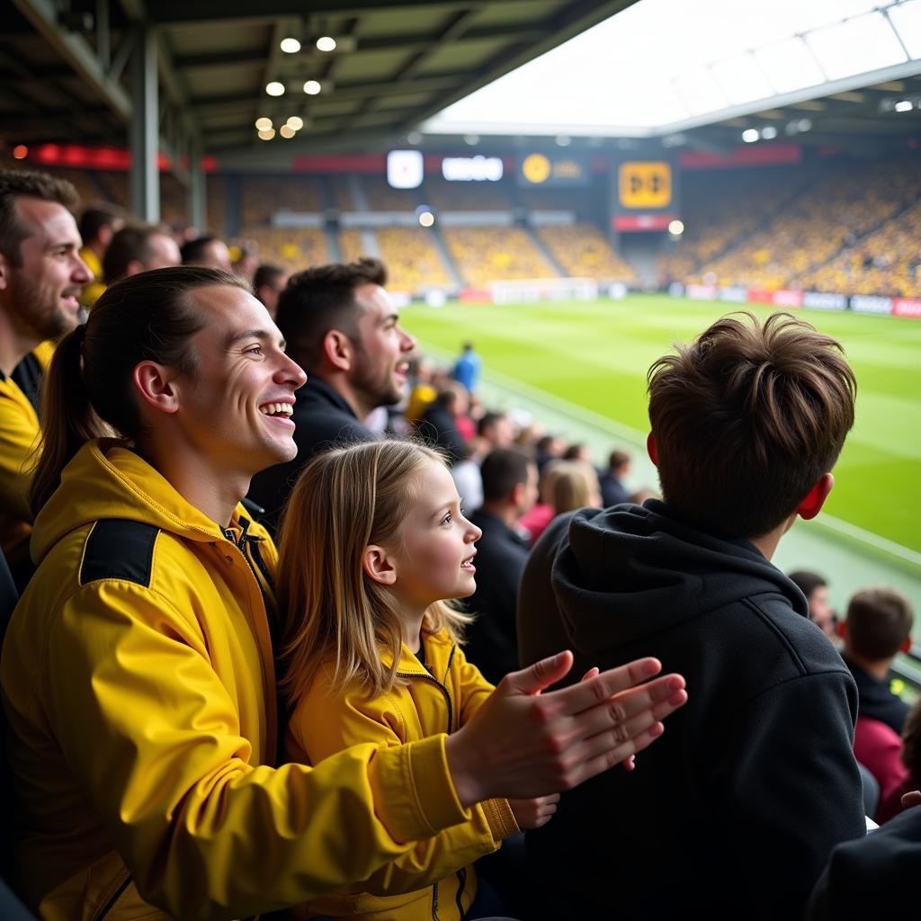 Familie im Stadion beim Dortmund Leverkusen Spiel