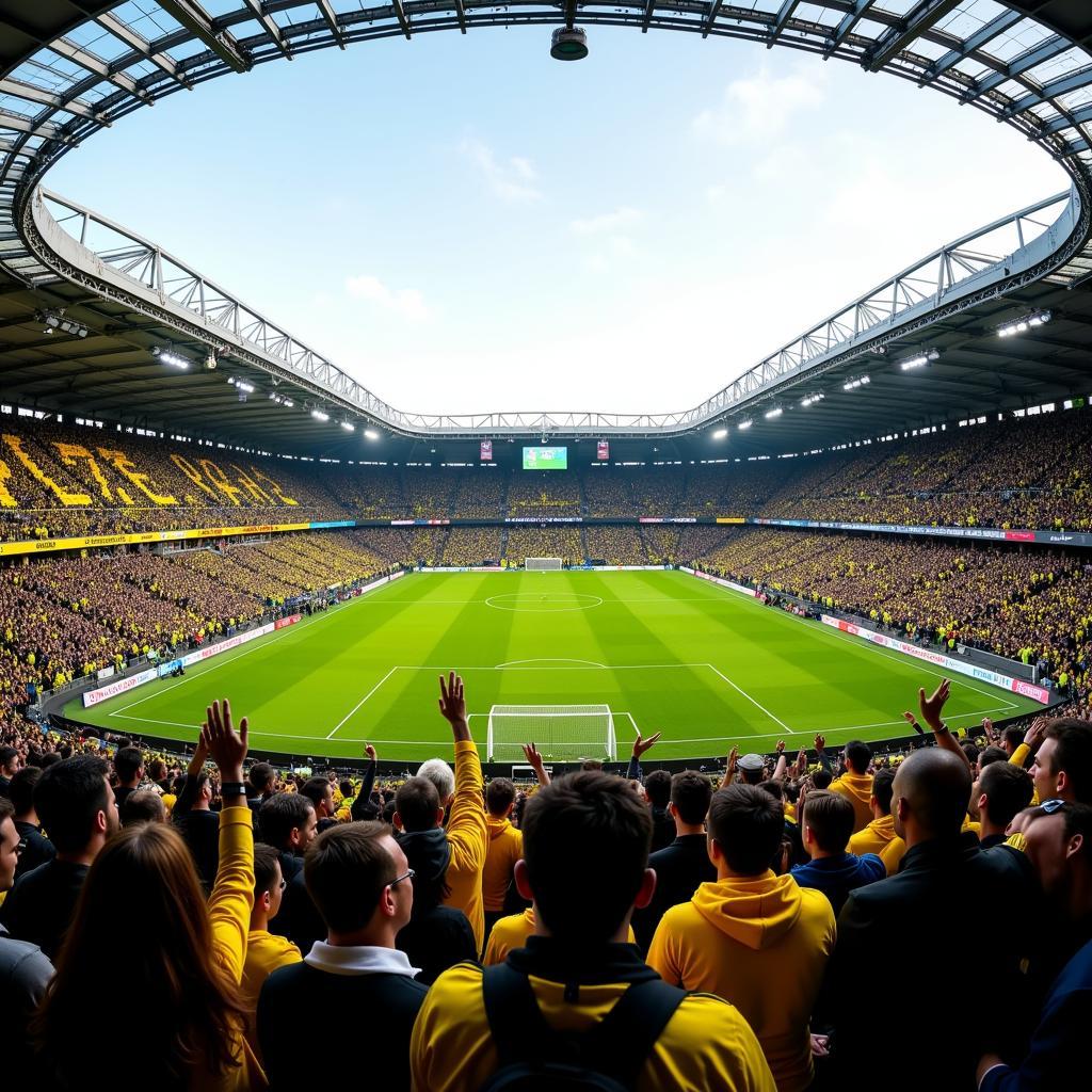 Fans von Dortmund und Leverkusen im Stadion