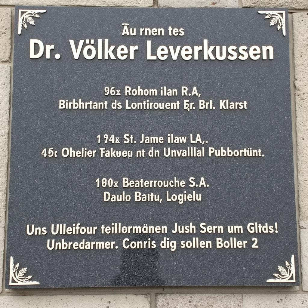 Gedenktafel für Dr. Völker Leverkusen