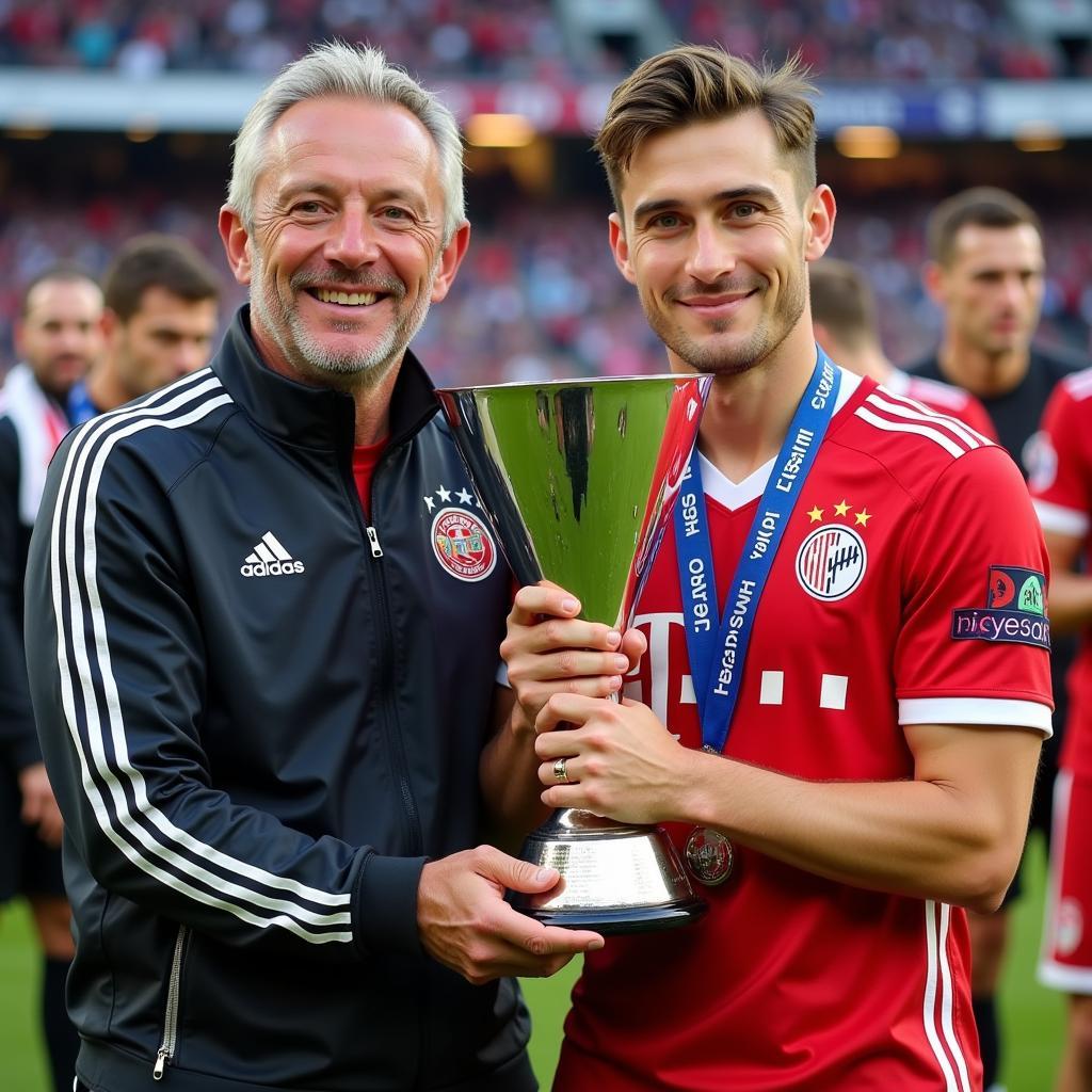 Dr. Wollny mit Spieler und Trophäe