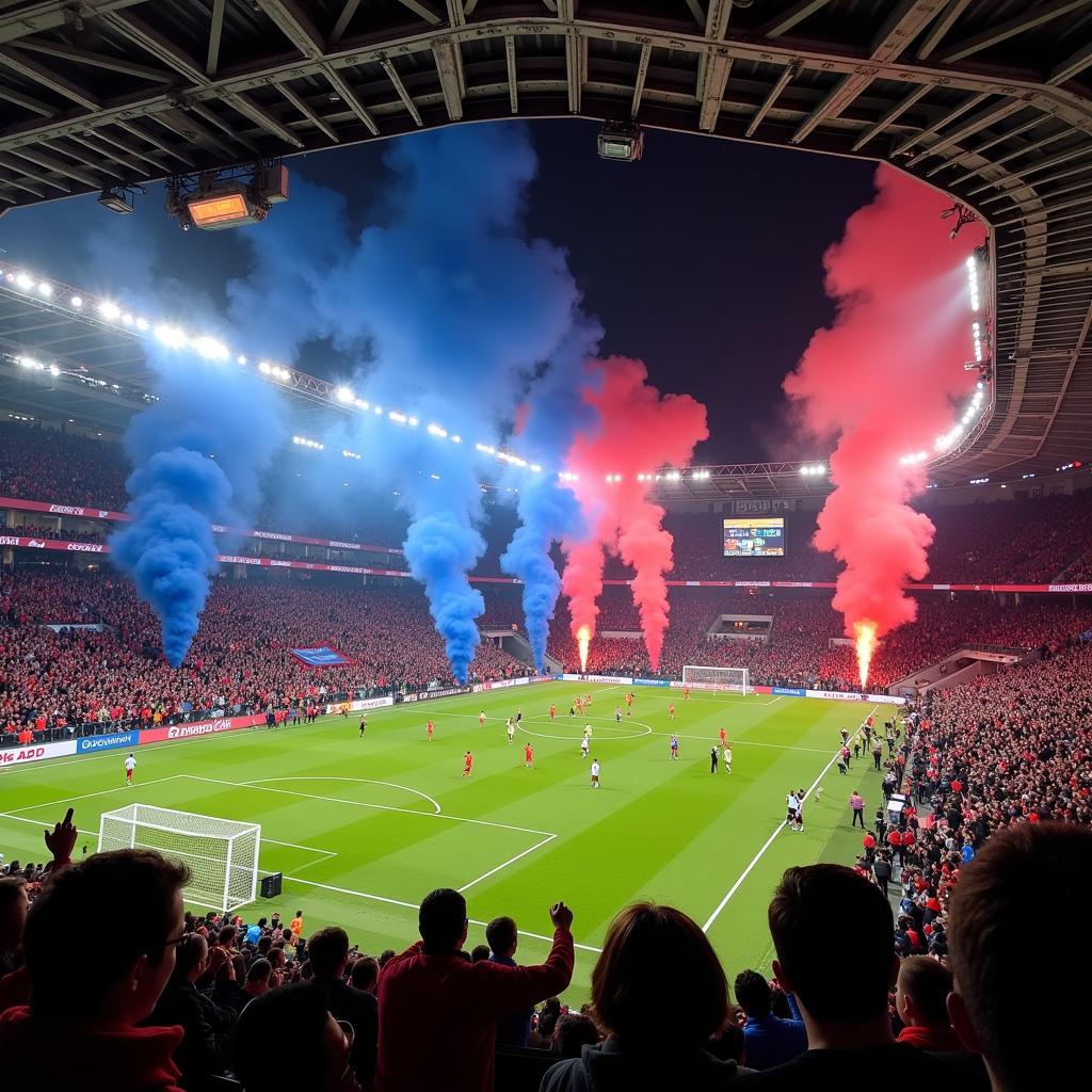 Fans beider Mannschaften erzeugen eine hitzige Atmosphäre im Stadion