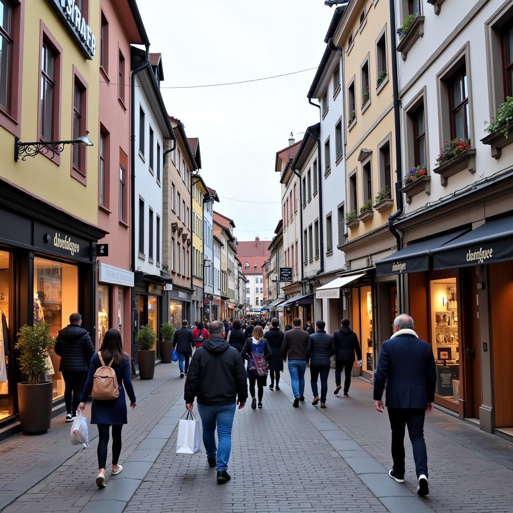 Einkaufsbummel in der Fußgängerzone Opladen