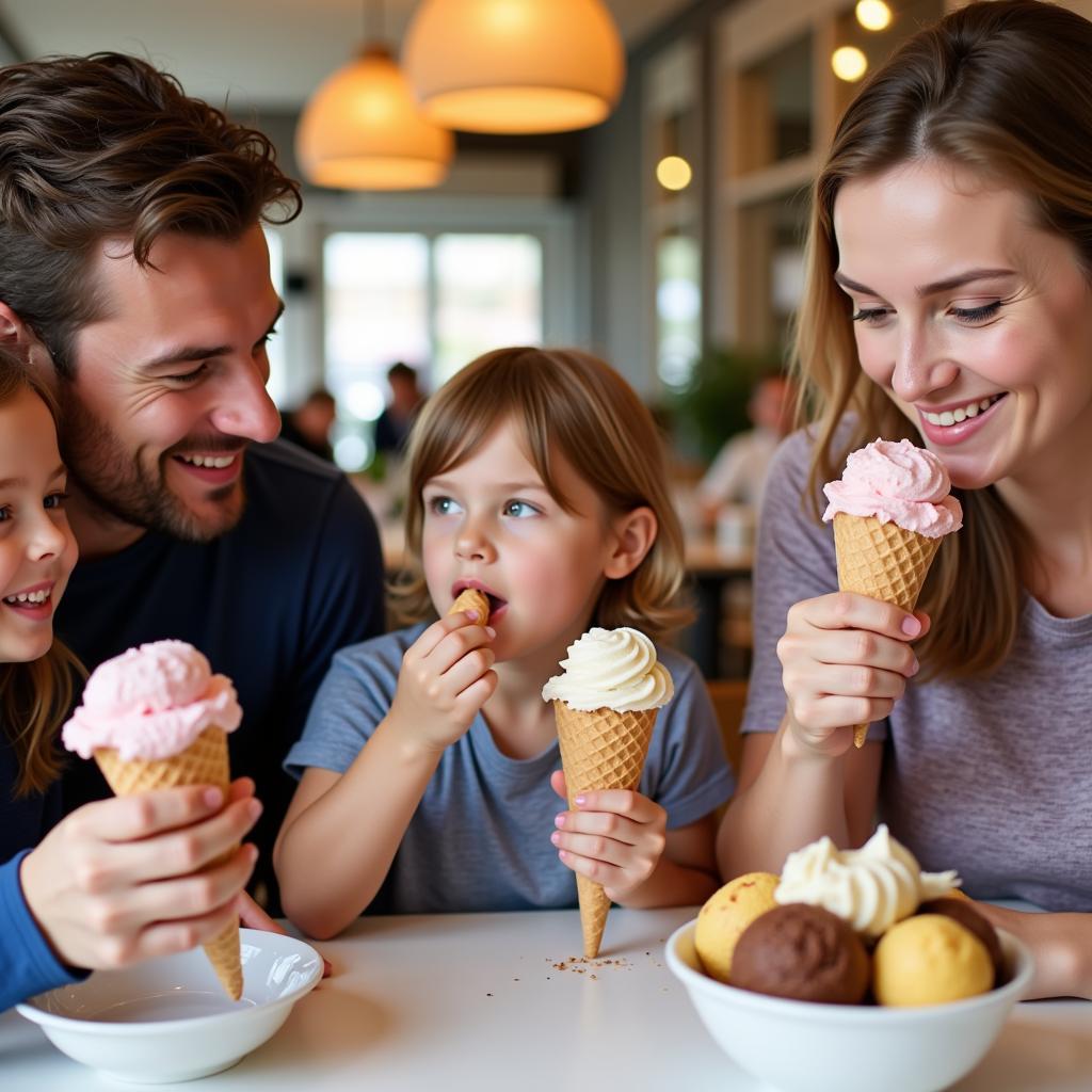 Familien genießen Eis im Eiscafé Venezia