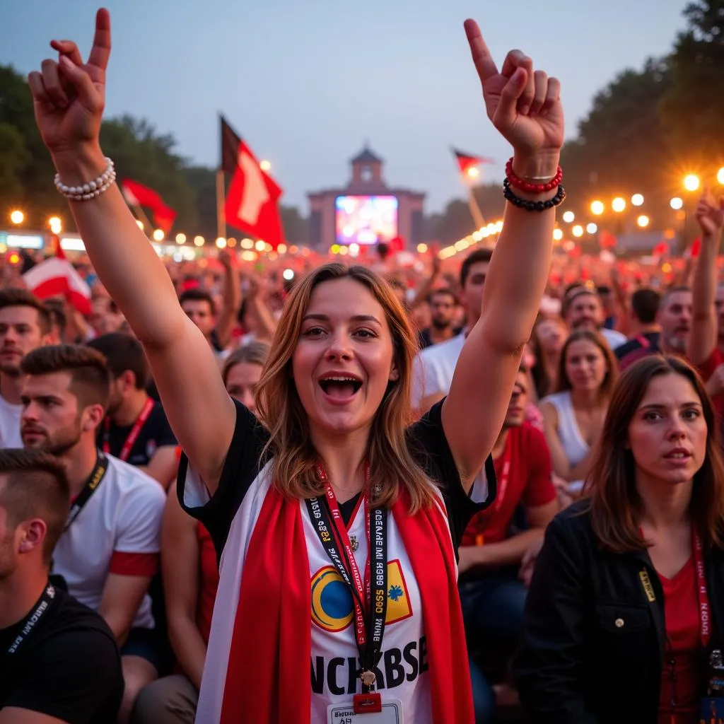 Feiernde Fans beim Europafest Leverkusen