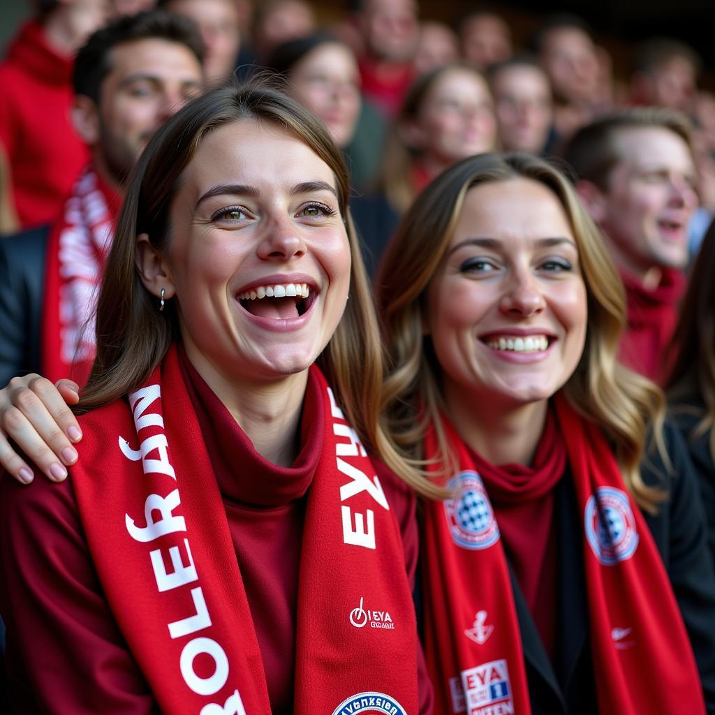 Enthusiastic Eva Lux Leverkusen fans cheering for their team