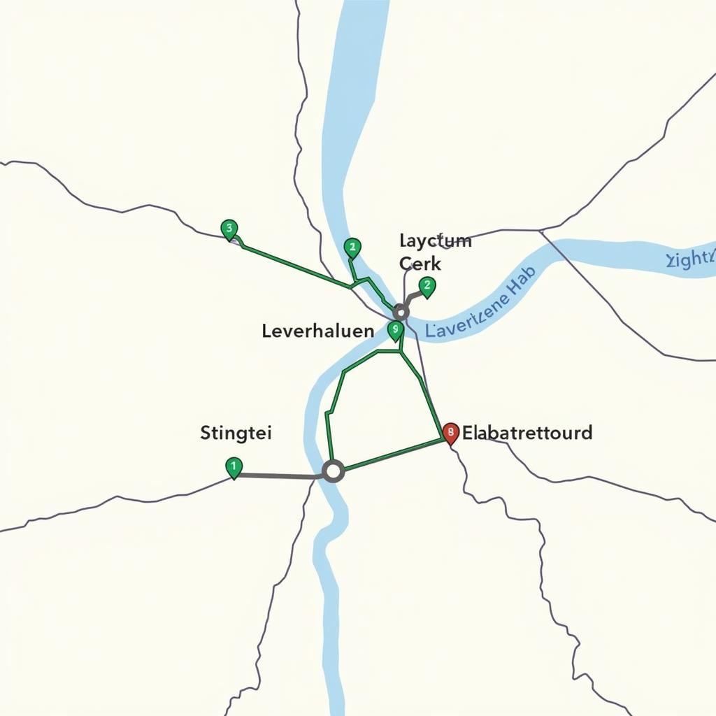 Fahrradkarte von Leverkusen mit eingezeichneten Routen