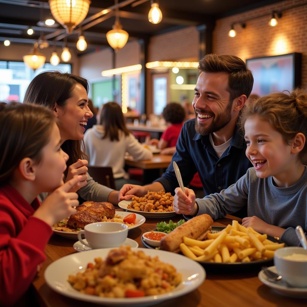 Familie genießt All-you-can-eat in der BayArena