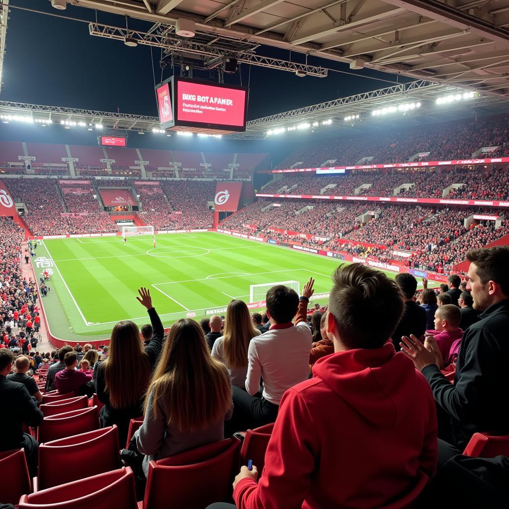 Familien erleben gemeinsam Fußballspaß im Familienblock der BayArena