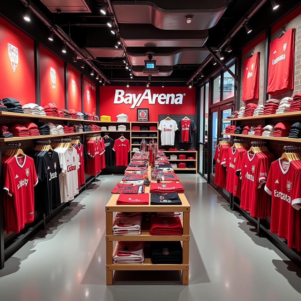 Der Fanshop der BayArena mit einer großen Auswahl an Fanartikeln