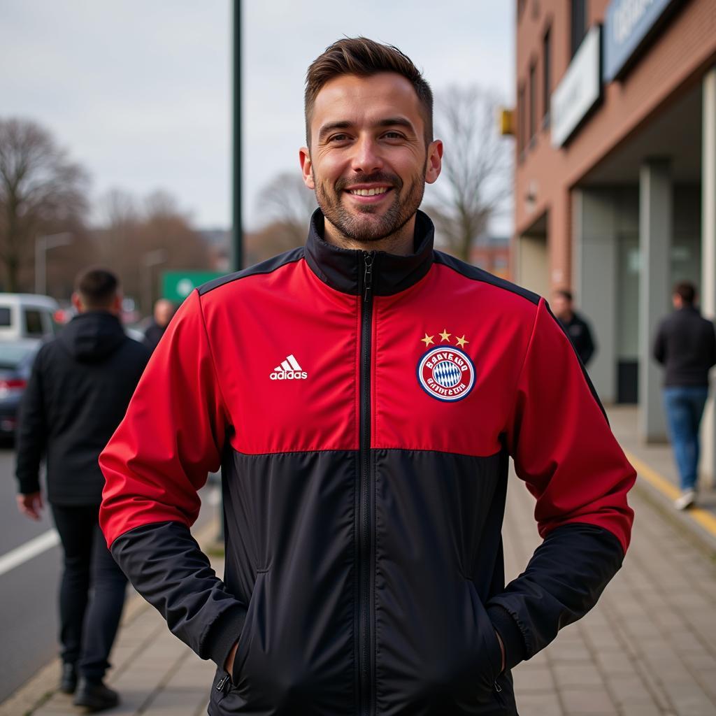 Bayer 04 Leverkusen Fan trägt Jacke XL