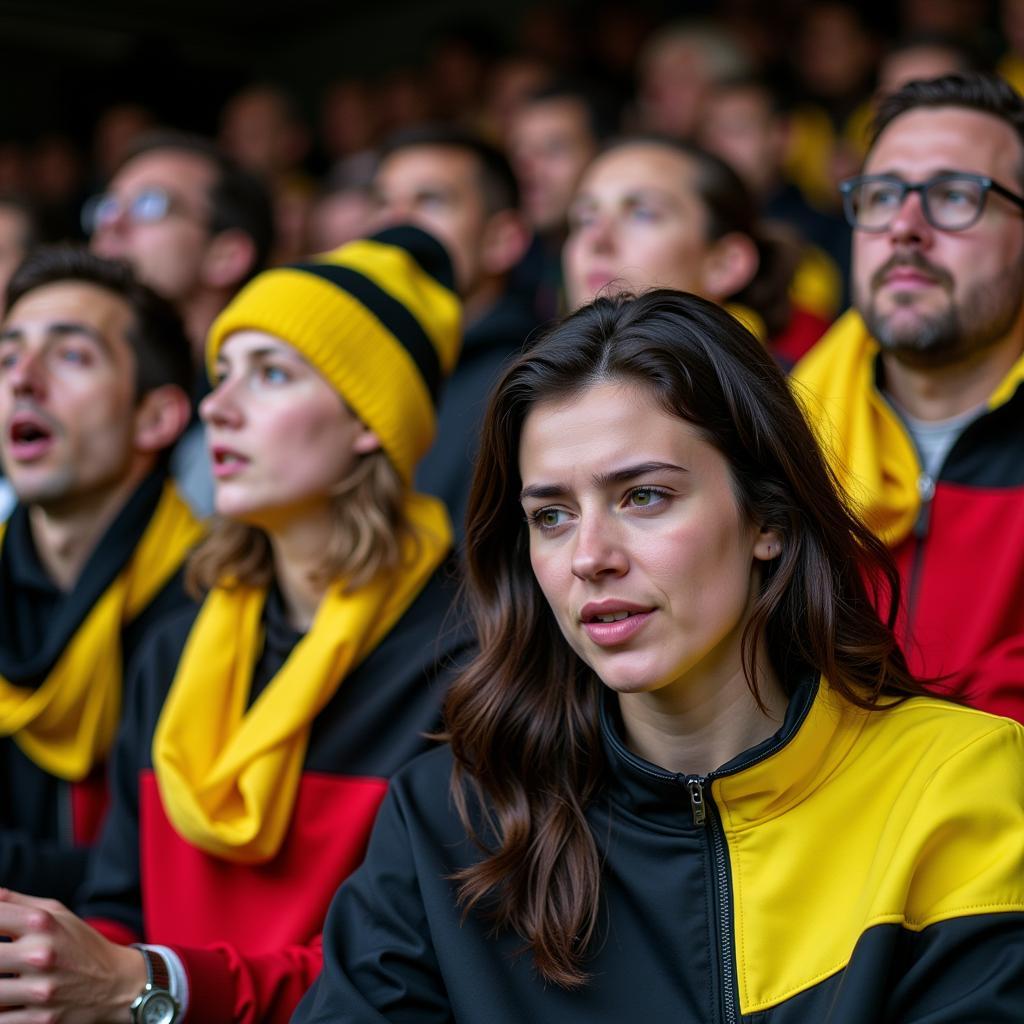 Fans von Aachen und Leverkusen im Stadion