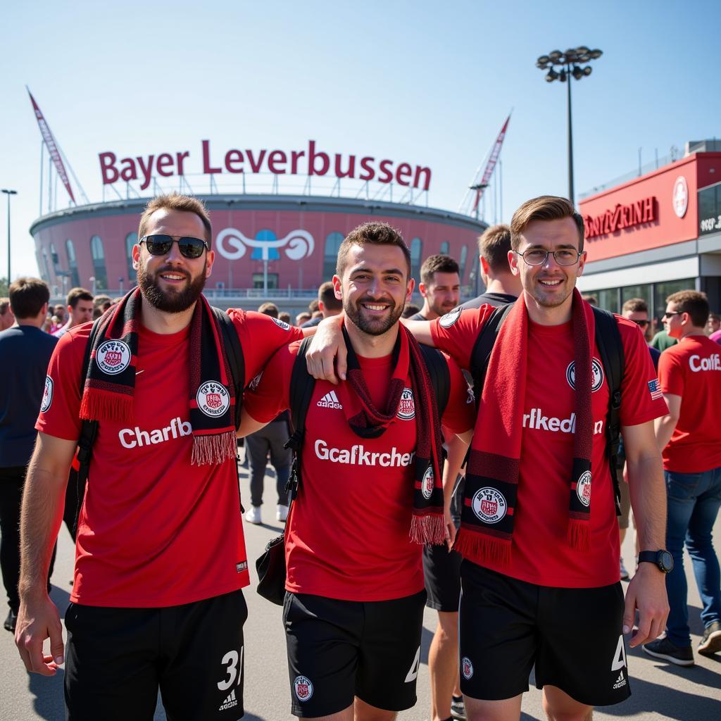 Fans auf dem Weg zur BayArena