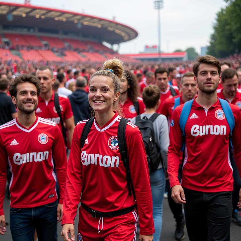 Fans auf dem Weg zum nächsten Heimspiel in der BayArena