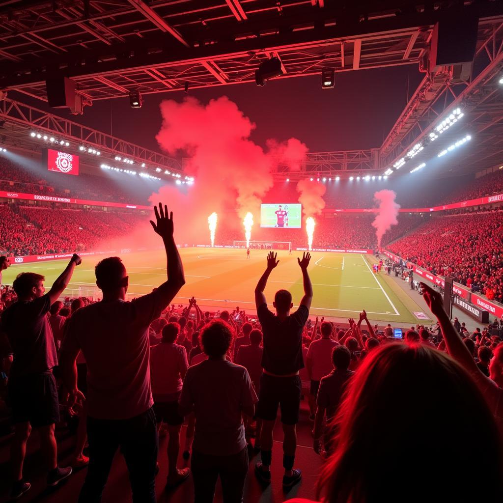 Fans in der BayArena beim Jubel