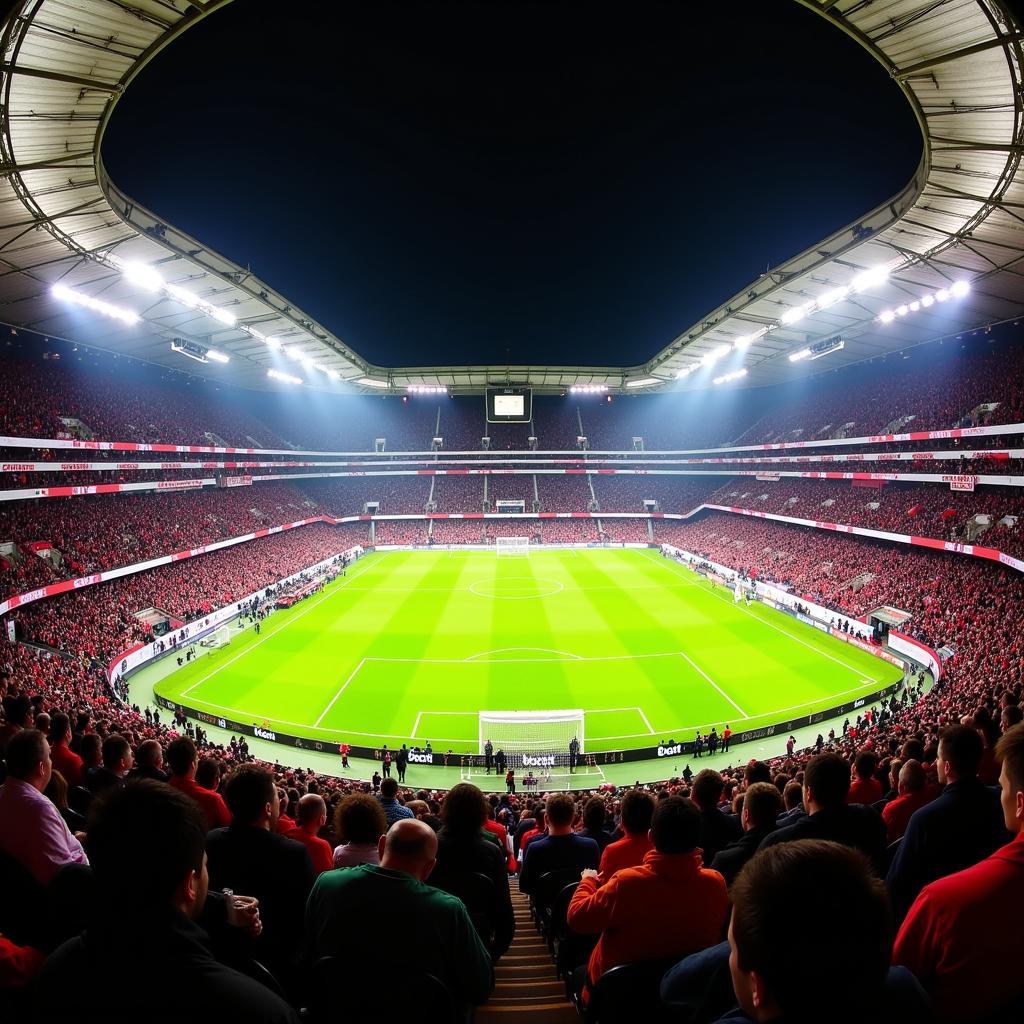 Fans feiern in der BayArena