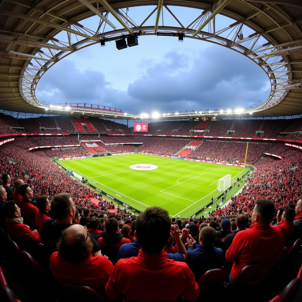 Fans in der BayArena beim Leverkusen-Frankfurt-Spiel