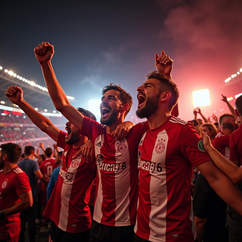 Fans von Bayer Leverkusen feiern in der Saison 2017