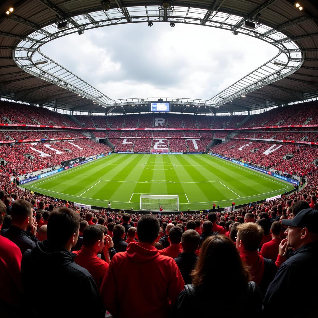 Fans von Bayer Leverkusen im Stadion