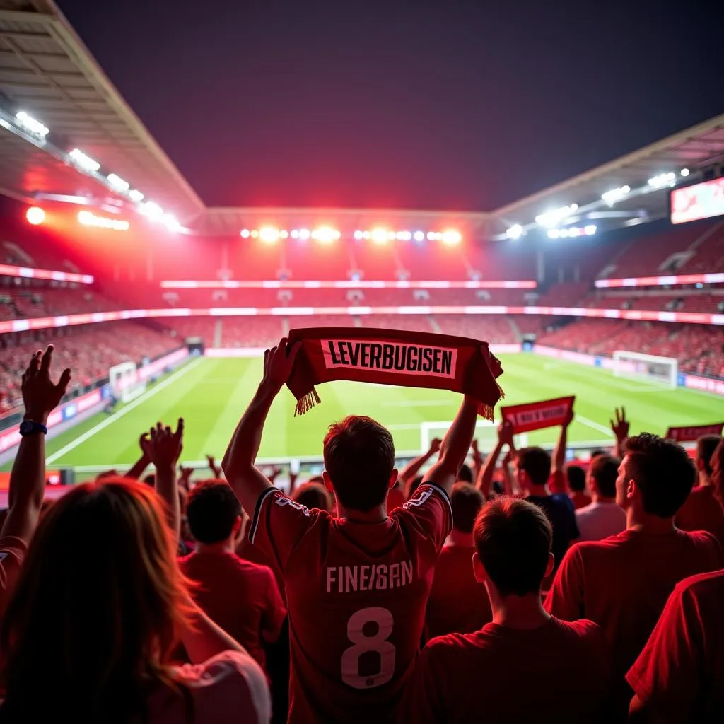 Fans von Bayer Leverkusen im Stadion