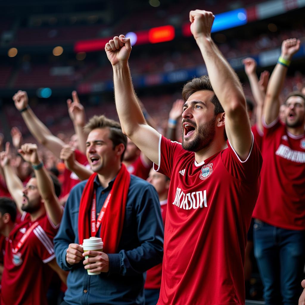 Fans von Bayer 04 Leverkusen im Stadion