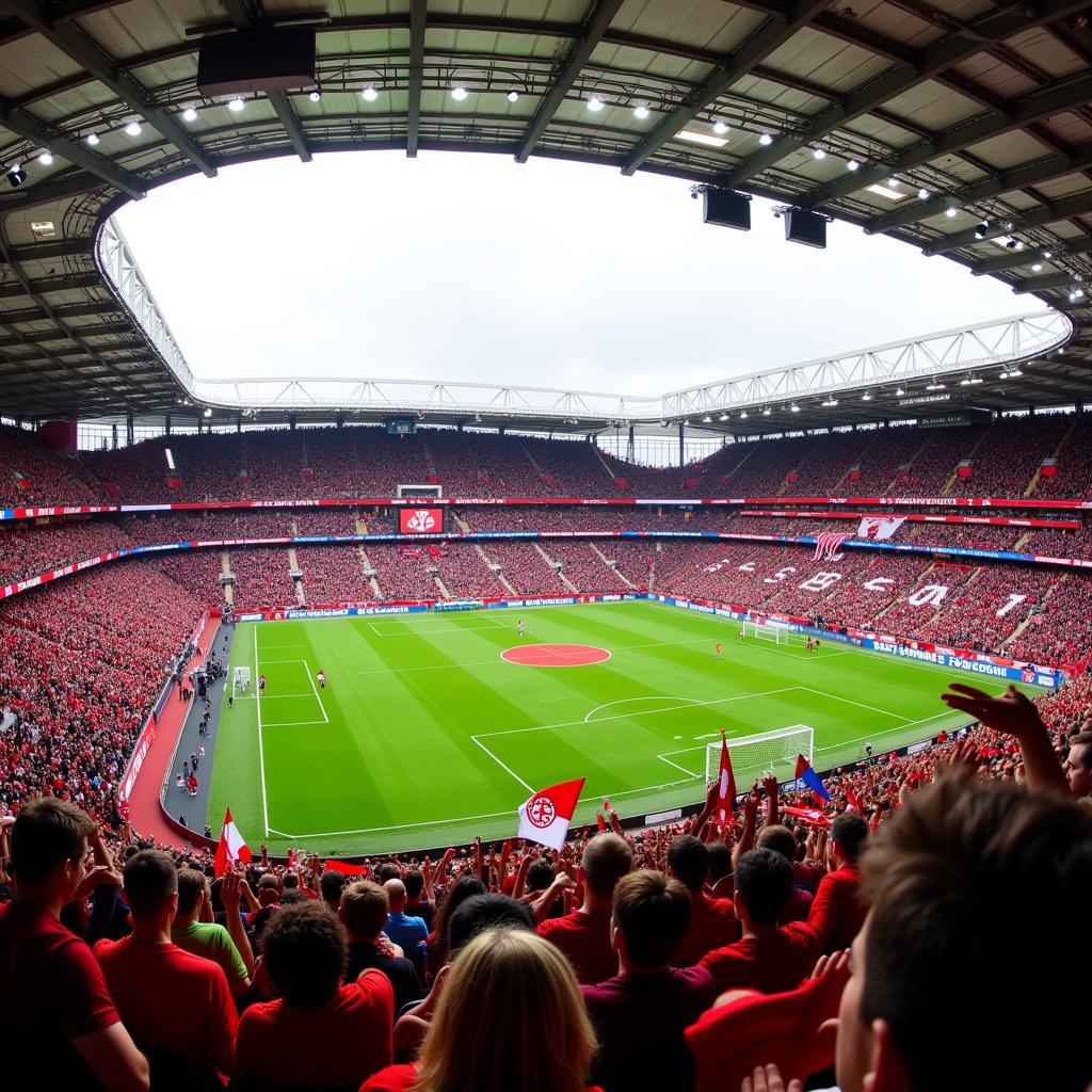 Fans von Bayer Leverkusen im Stadion