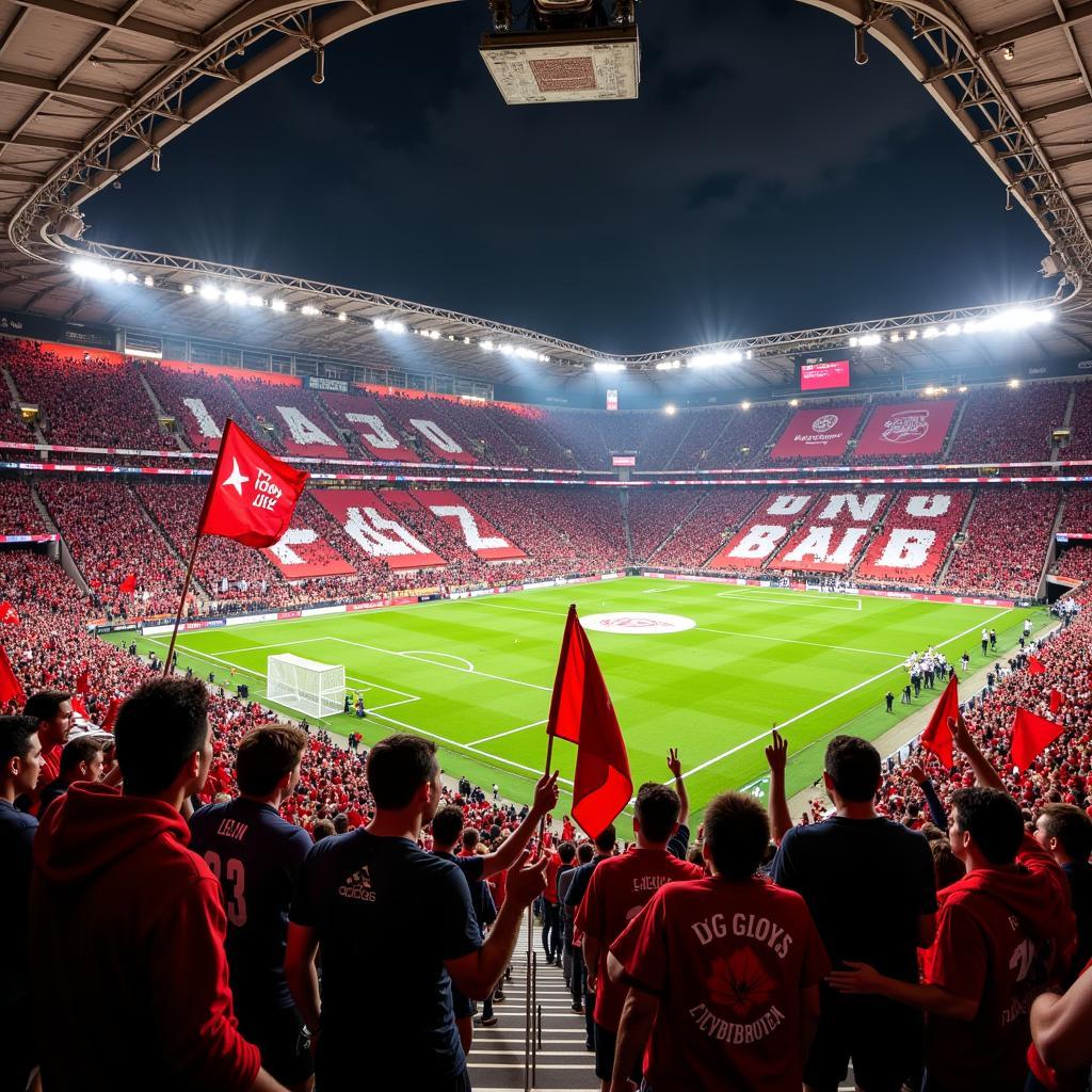 Fans von Bayer Leverkusen im Stadion