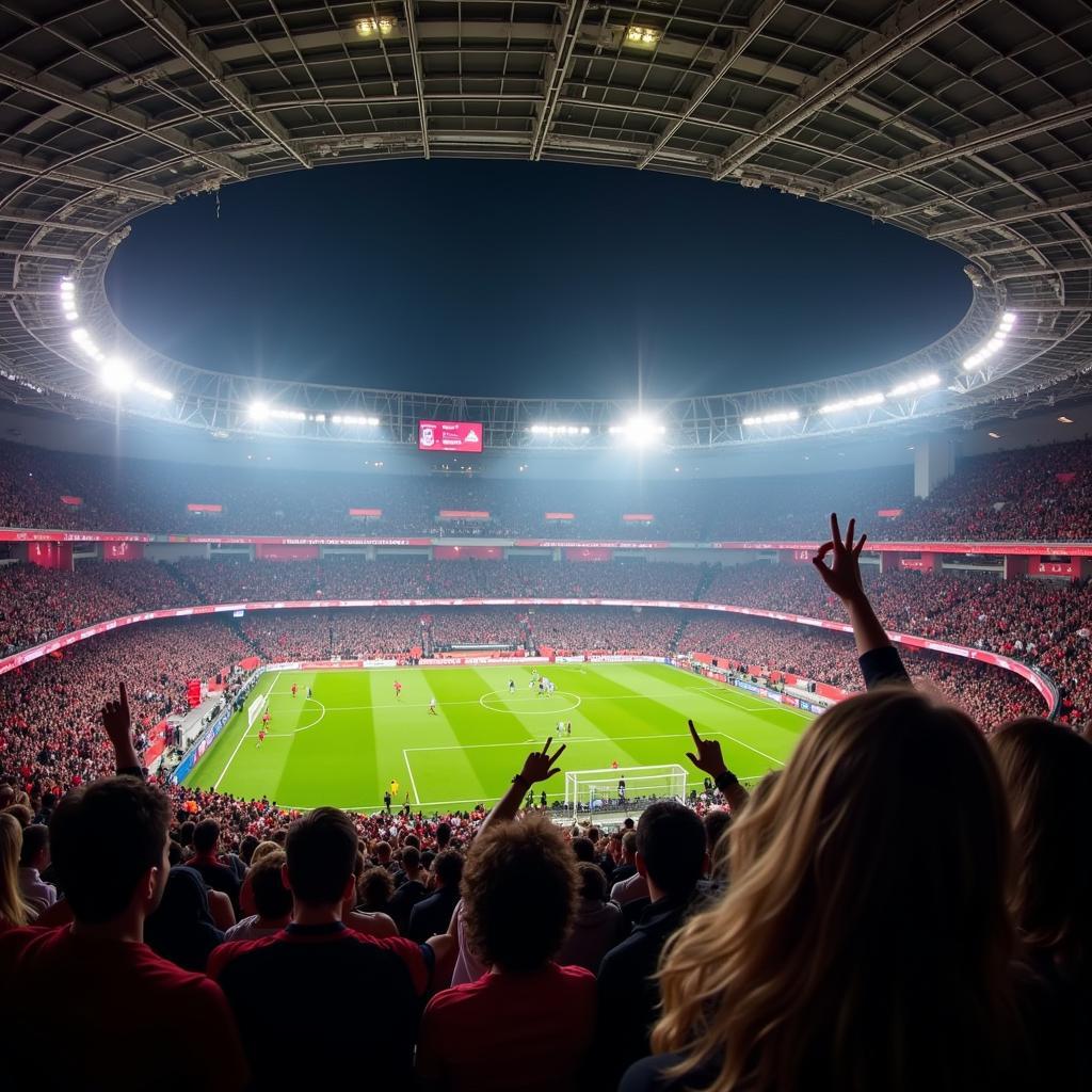 Fans Bayern Leverkusen Stadionatmosphäre