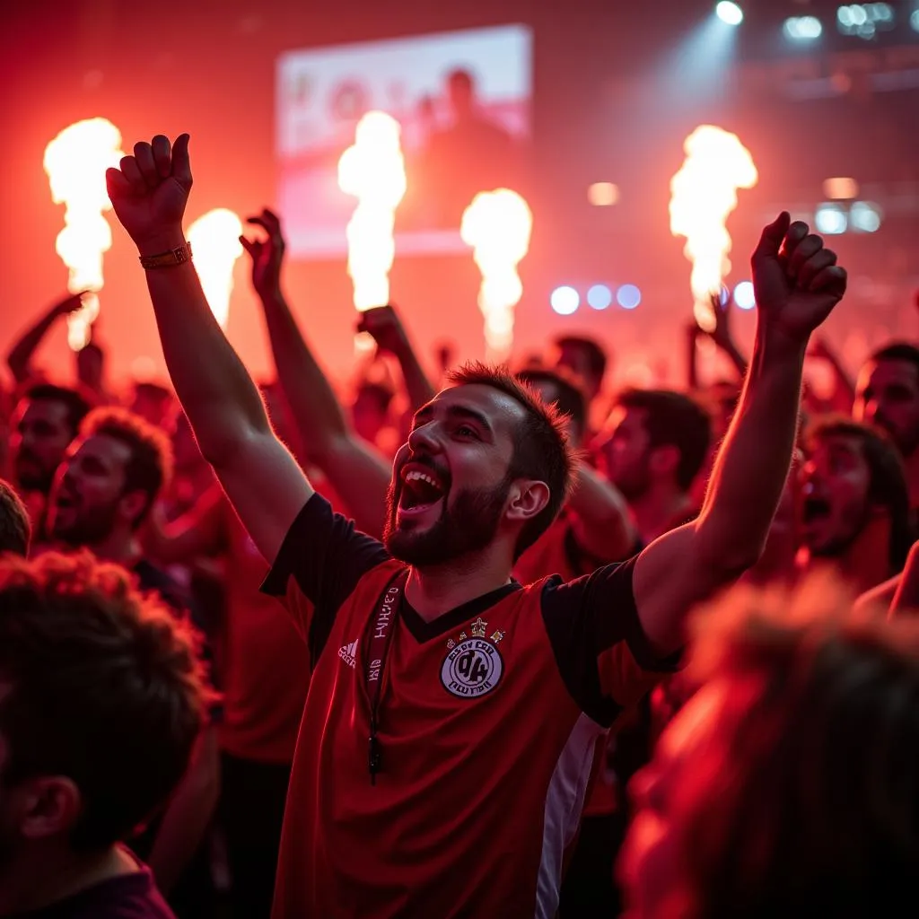 Fans feiern beim Bayer 04 Leverkusen Familienfest