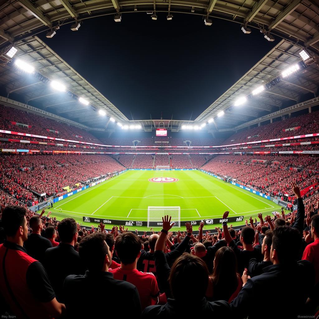 Die Fans von Bayer 04 Leverkusen in der BayArena