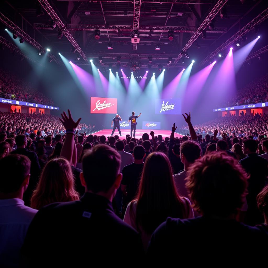 Begeisterte Fans bei einem Darts Turnier in Leverkusen