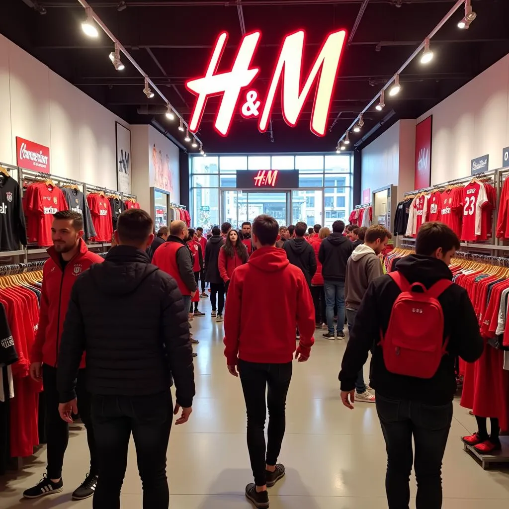 Fans beim Einkaufen im H&amp;M Leverkusen