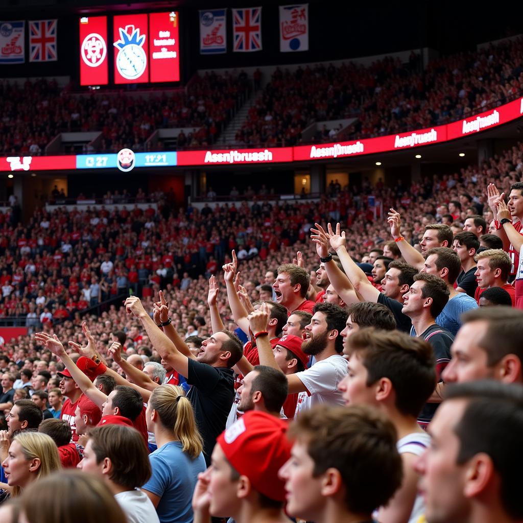 Fans der Bayer Leverkusen Basketballmannschaft