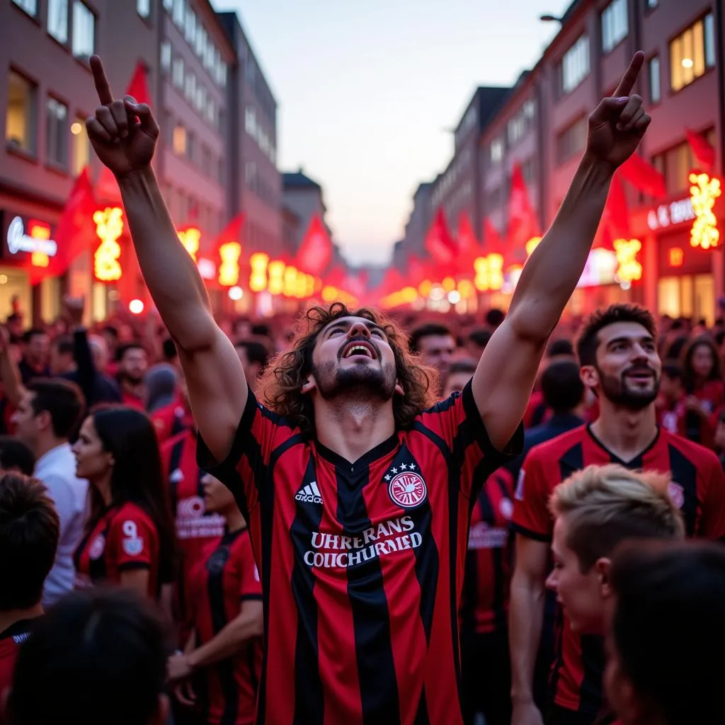 Fans feiern auf der Alexanderstrasse