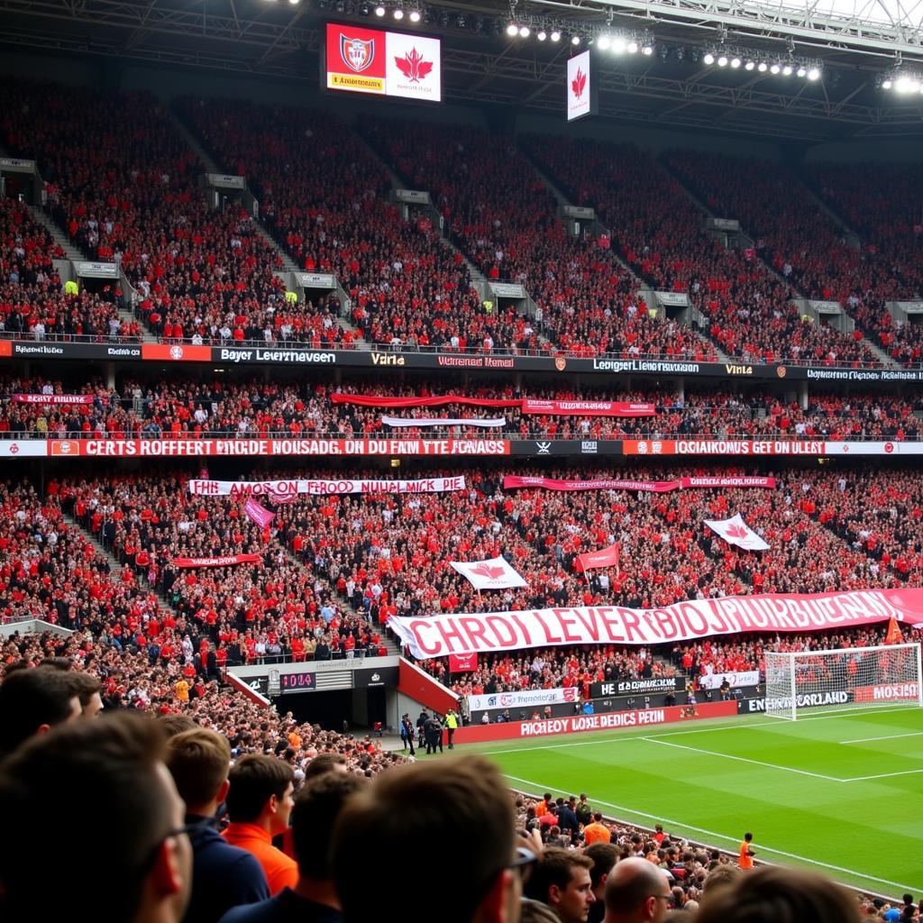 Fans feiern Bayer Leverkusen im CL-Finale