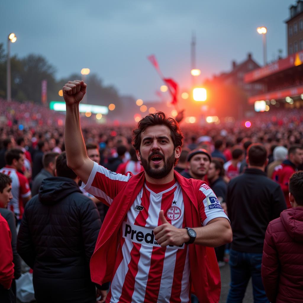 Fans feiern bei Public Viewing in Leverkusen