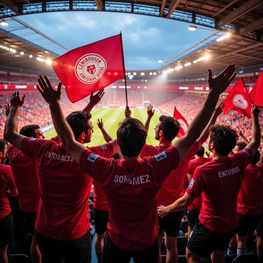 Fans feiern im Stadion