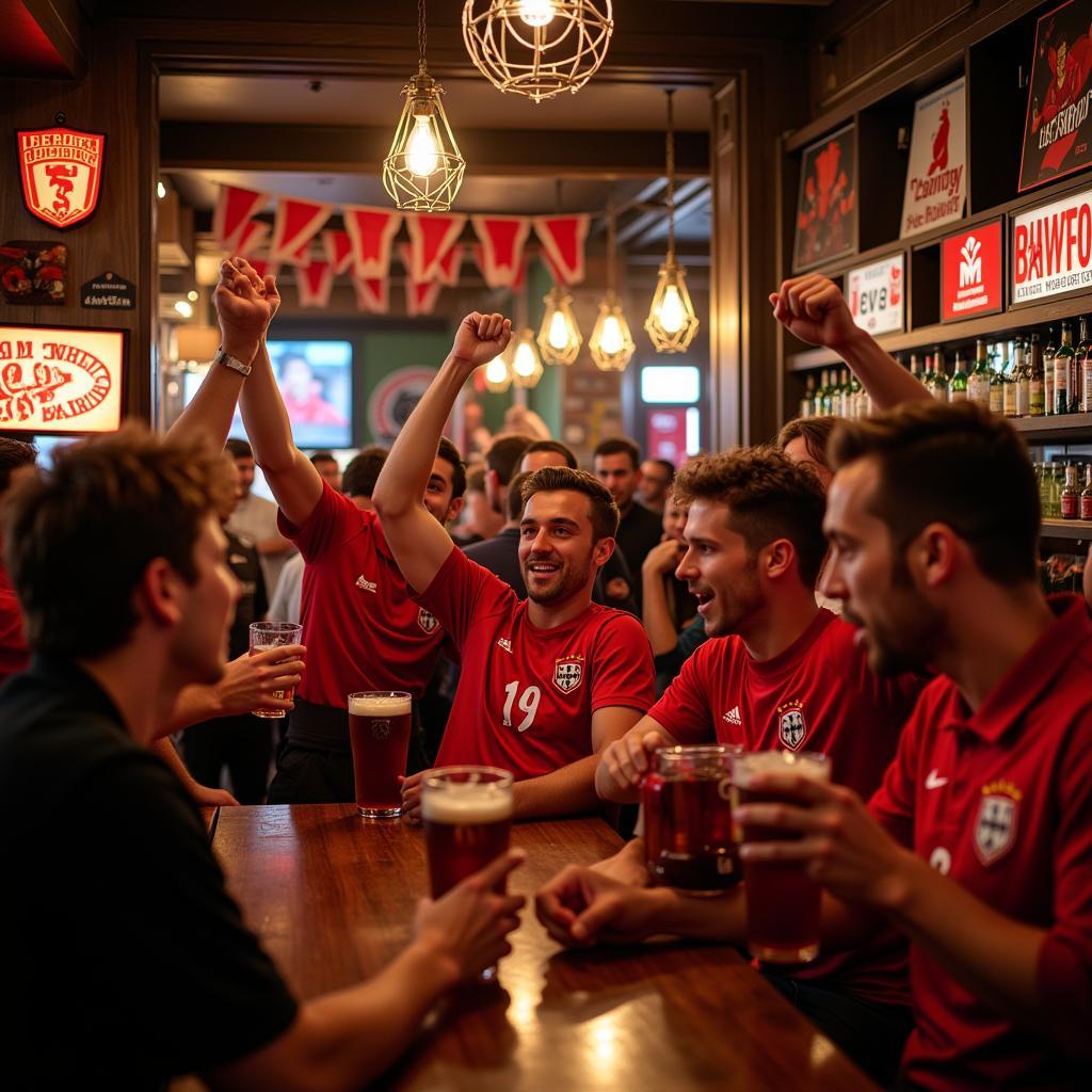 Fans feiern in der Hotelbar