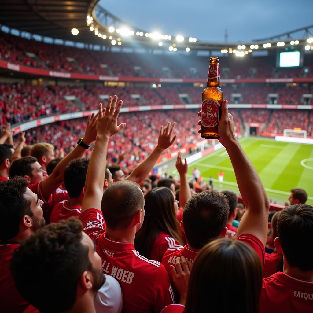 Fans feiern mit Dr. Kölsch im Stadion