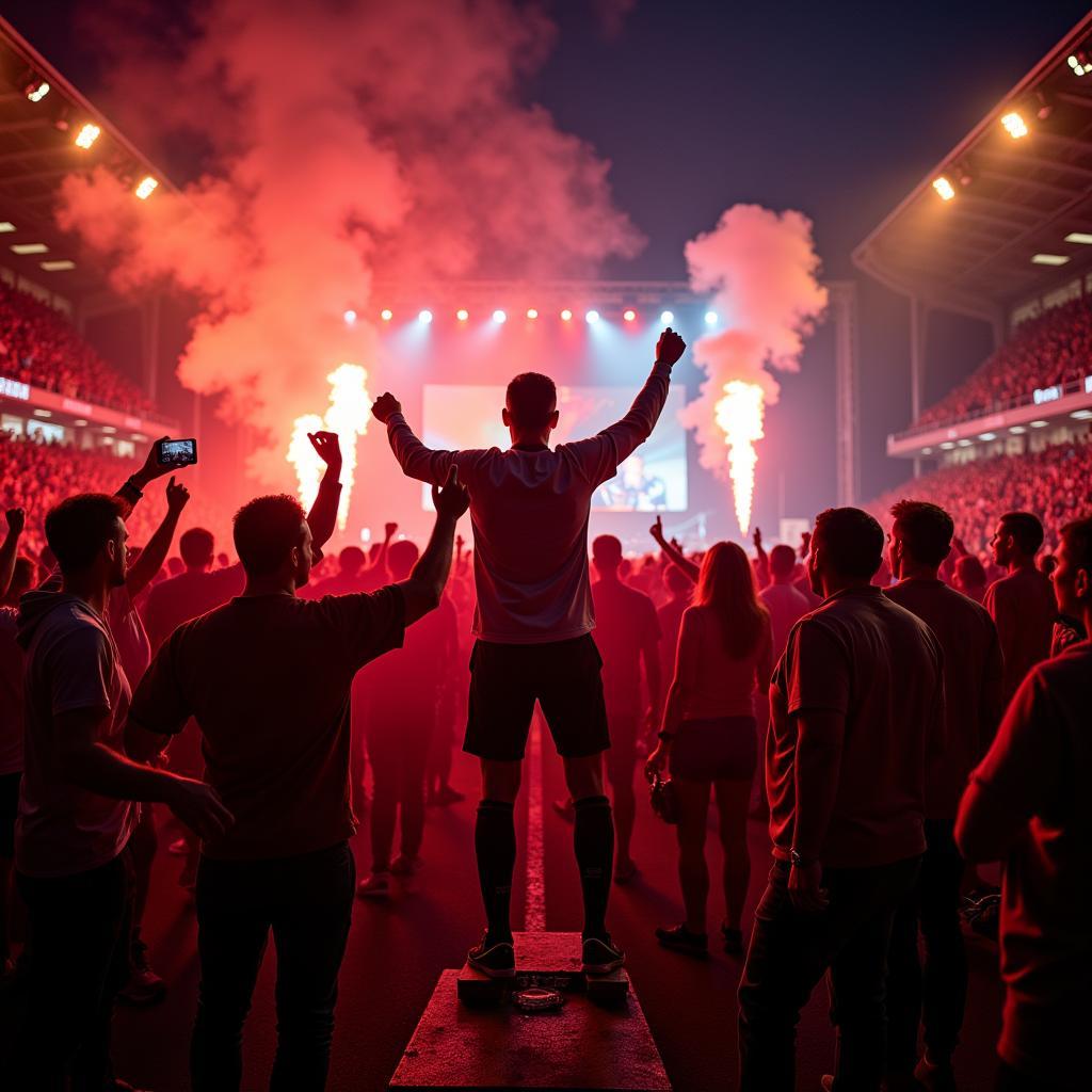 Fans feiern einen Sieg auf der Albert-Einstein-Straße