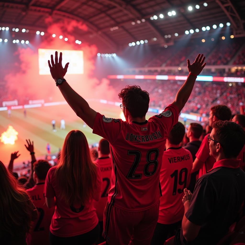 Fans Feiern Sieg Bayer Leverkusen