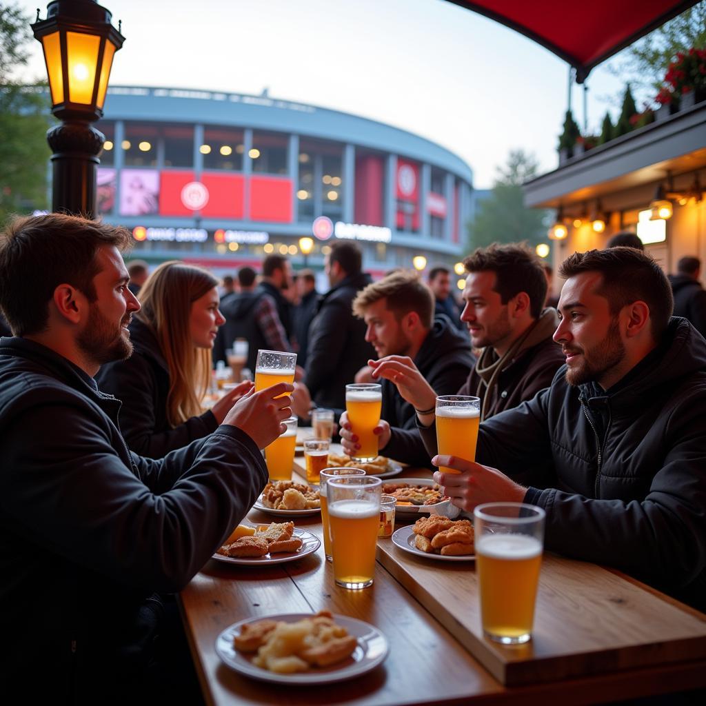 Fans entspannen im Biergarten am Arenzberg